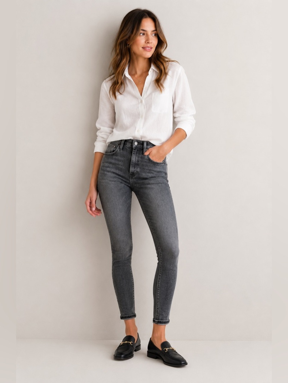 AGOLDE SZ 25  Ultra High-rise Roxanne skinny jeans with vintage black wash